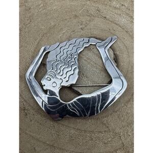 Vintage 925 STERLING SILVER Etched Acrobat Woman Brooch Pin Falling Somersault